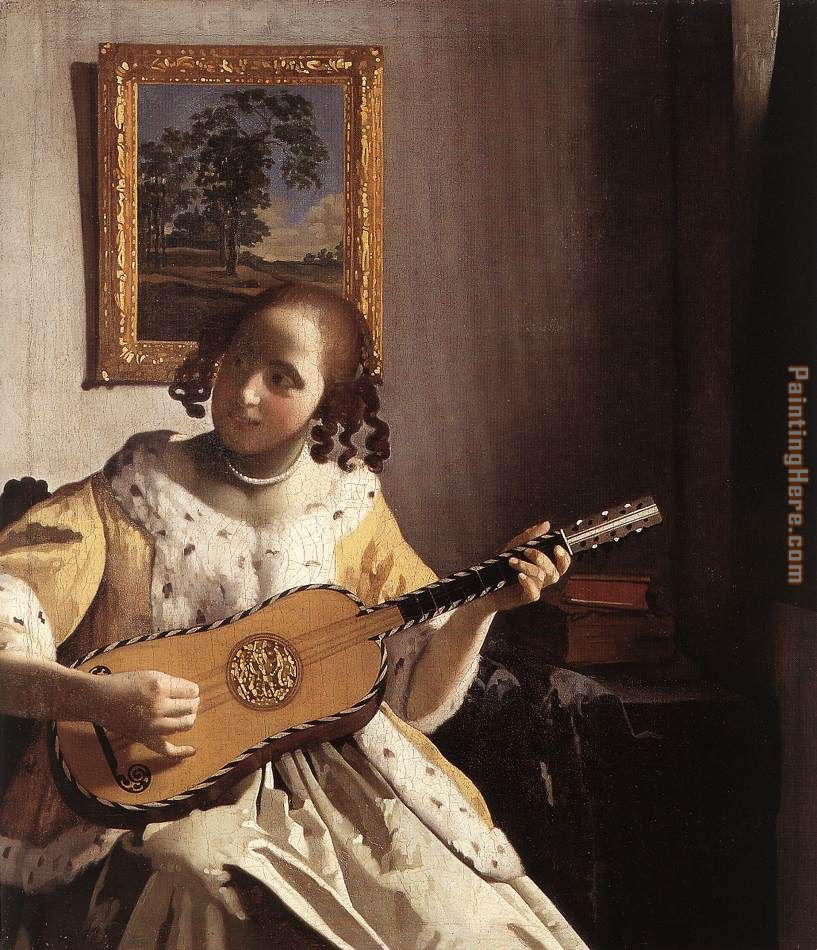The Guitar Player painting - Johannes Vermeer The Guitar Player art painting